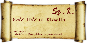 Szőllősi Klaudia névjegykártya